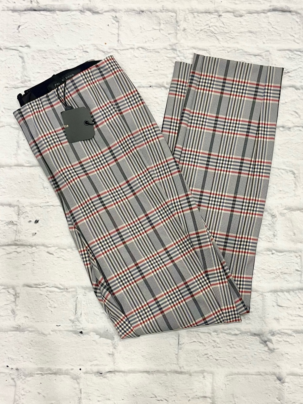rag & bone Blue Plaid Pants with Red Accents